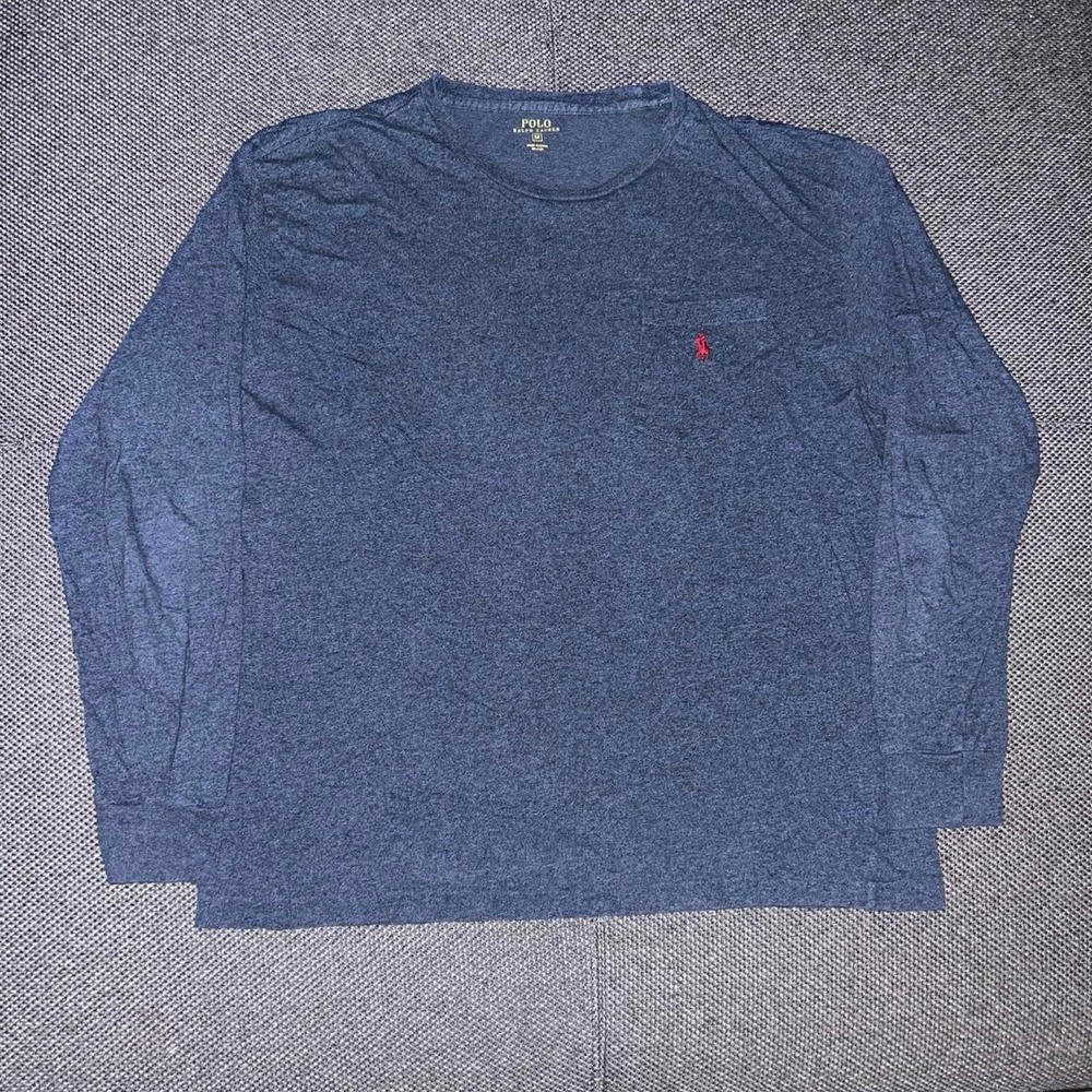 Polo Ralph Lauren Blue Long Sleeve Pocket T Shirt Size Medium Classic Fit